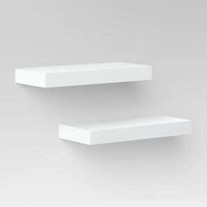 16" Wood Ledge Wall Shelf 2 Pack White Threshold Floating Display Shelves